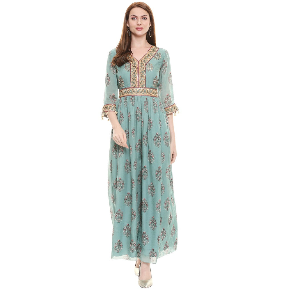 Soup by Sougat Paul Sage Green Embroidered Jumpsuit