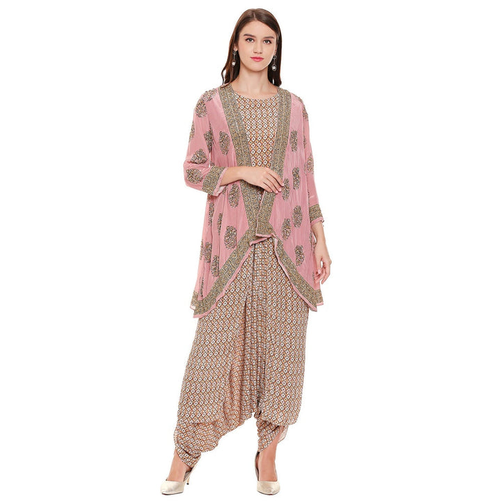 Soup by Sougat Paul Dusk Pink Printed Jacket With Jumpsuit (Set of 2)
