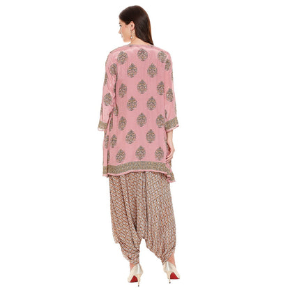 Soup by Sougat Paul Dusk Pink Printed Jacket With Jumpsuit (Set of 2)