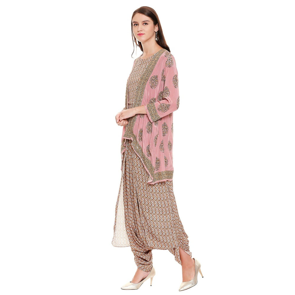 Soup by Sougat Paul Dusk Pink Printed Jacket With Jumpsuit (Set of 2)