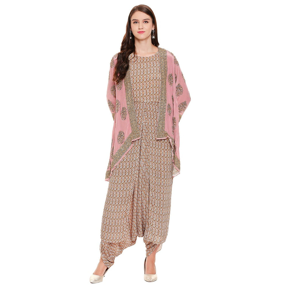 Soup by Sougat Paul Dusk Pink Printed Jacket With Jumpsuit (Set of 2)