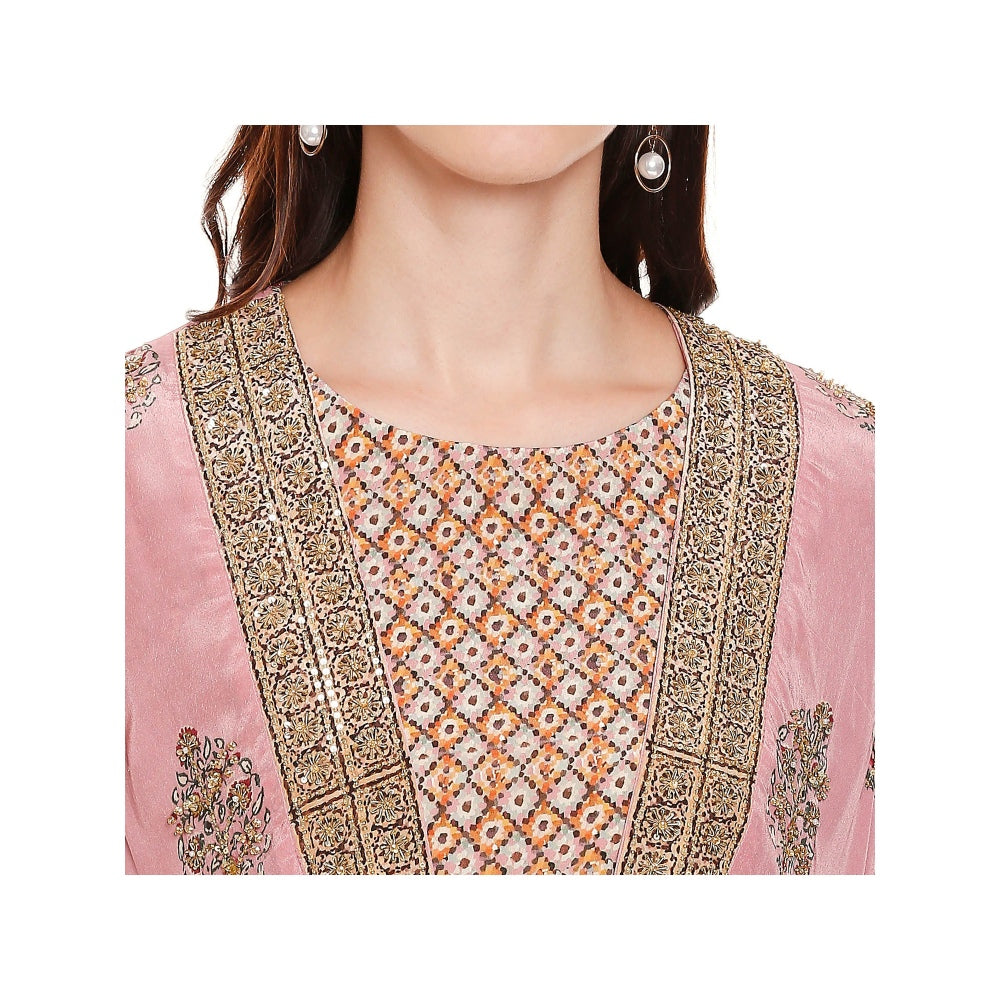 Soup by Sougat Paul Dusk Pink Printed Jacket With Jumpsuit (Set of 2)