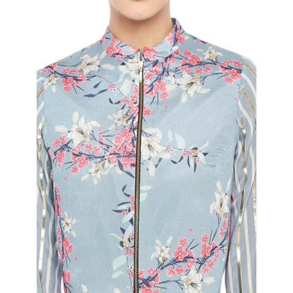 Soup by Sougat Paul Floral Jacket Paired With Double Layered Pants - Customisable (Set of 2)