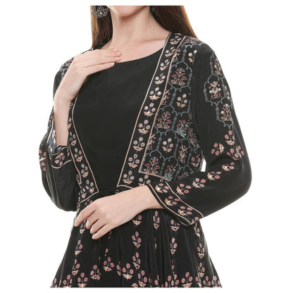 Soup by Sougat Paul Black Embroidered Dress With Jacket (Set of 2)