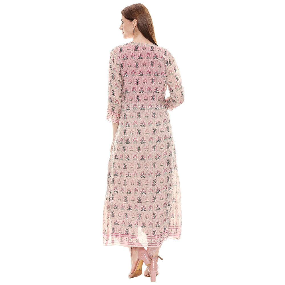 Soup by Sougat Paul Fuschia Printed Crop Top With Dhoti & Jacket (Set of 3)