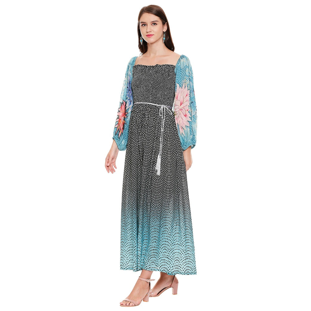 Soup by Sougat Paul Black Printed Crop Top With Jacket & Pant (Set of 3)