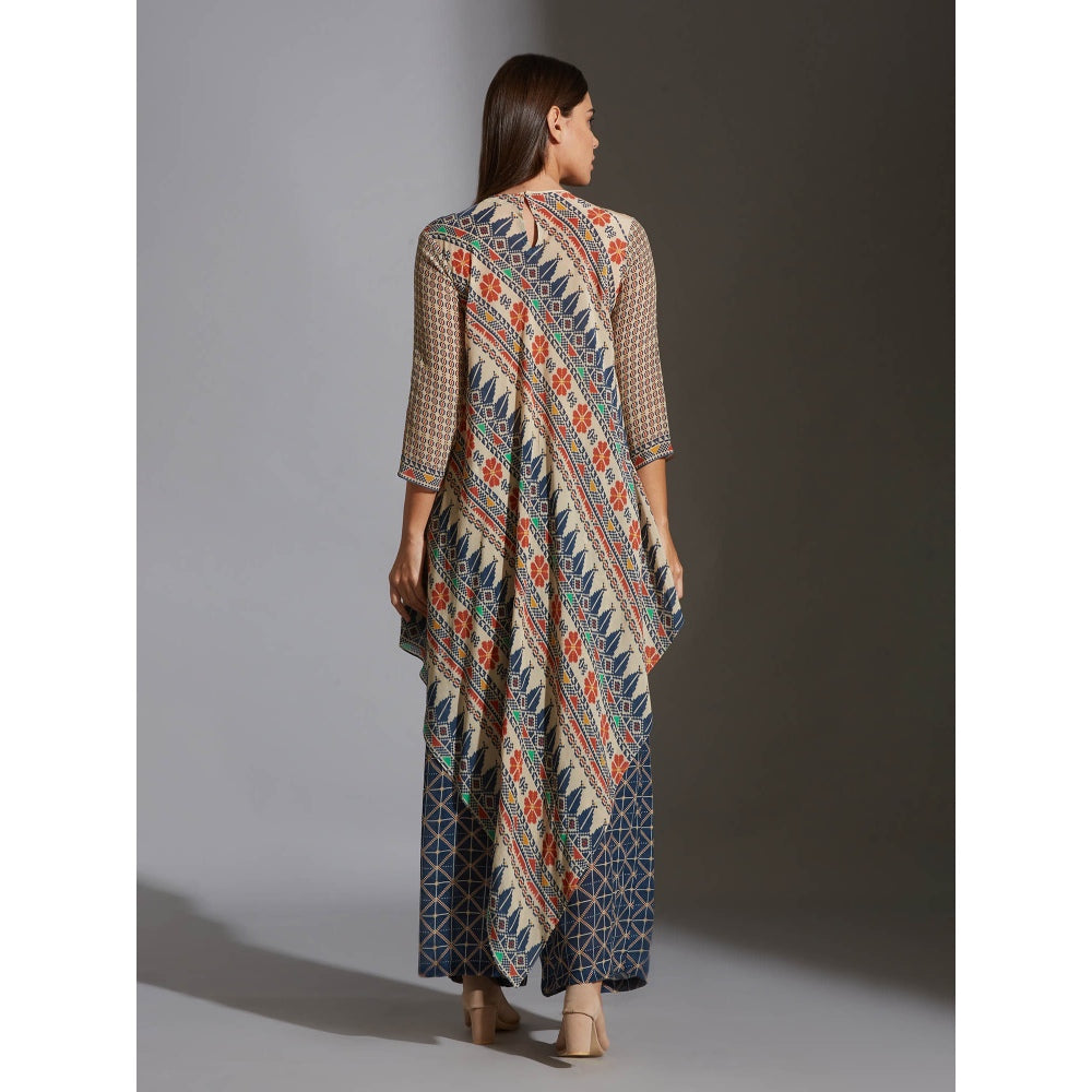 Soup By Sougat Paul Asymetrical Printed Top With Printed Pants (Set of 2)