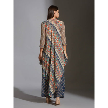 Soup By Sougat Paul Asymetrical Printed Top With Printed Pants (Set of 2)