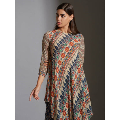 Soup By Sougat Paul Asymetrical Printed Top With Printed Pants (Set of 2)