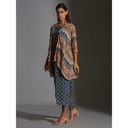 Soup By Sougat Paul Printed Dhoti Jumpsuit Paired With Printed Jacket And Tassel Details (Set of 2)