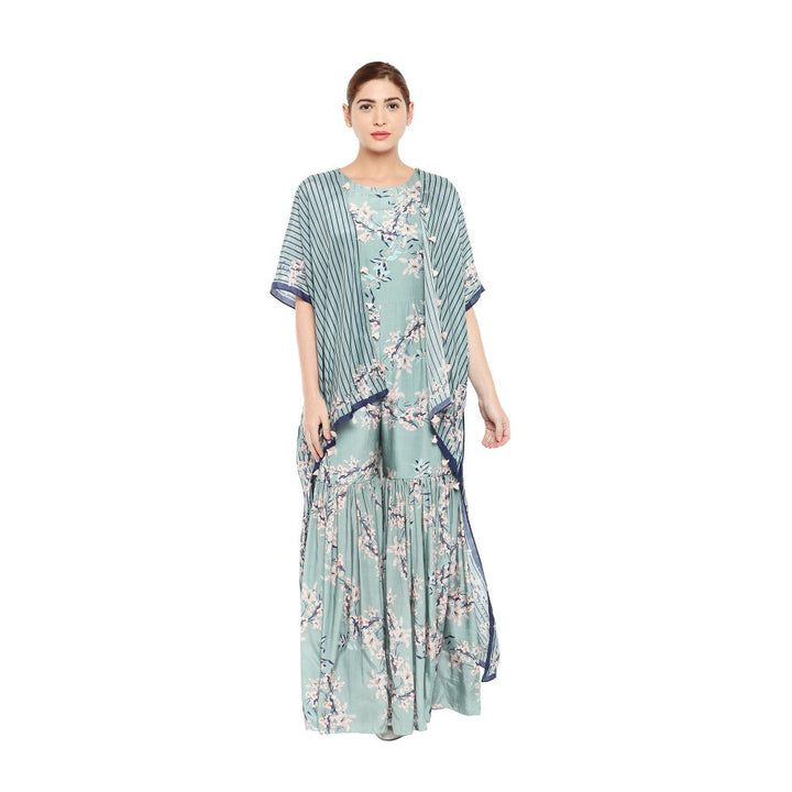Soup by Sougat Paul Floral Sharara Style Jumpsuit And Printed Cape Jacket - Customisable