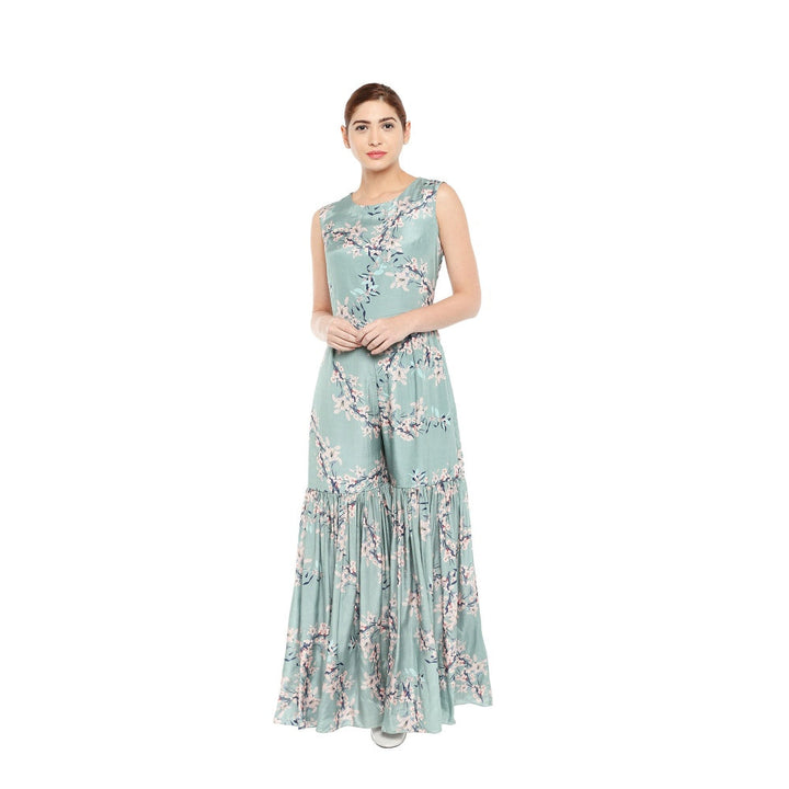 Soup by Sougat Paul Floral Sharara Style Jumpsuit And Printed Cape Jacket - Customisable