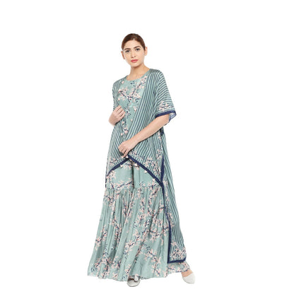 Soup by Sougat Paul Floral Sharara Style Jumpsuit And Printed Cape Jacket - Customisable