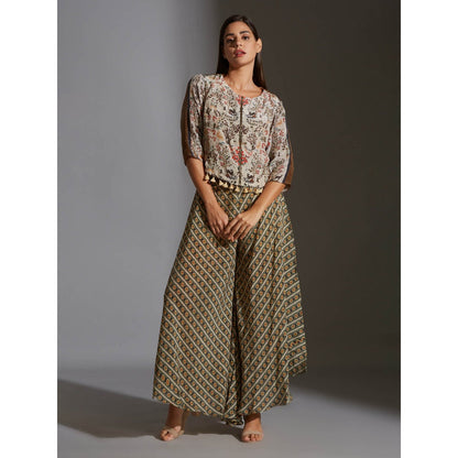 Soup By Sougat Paul Bomber Jacket With Zipper And Tassel Detail With High Low Pants (Set of 2)