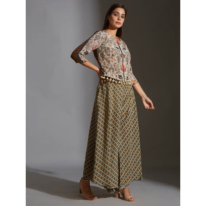 Soup By Sougat Paul Bomber Jacket With Zipper And Tassel Detail With High Low Pants (Set of 2)