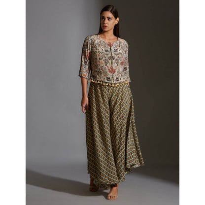 Soup By Sougat Paul Bomber Jacket With Zipper And Tassel Detail With High Low Pants (Set of 2)