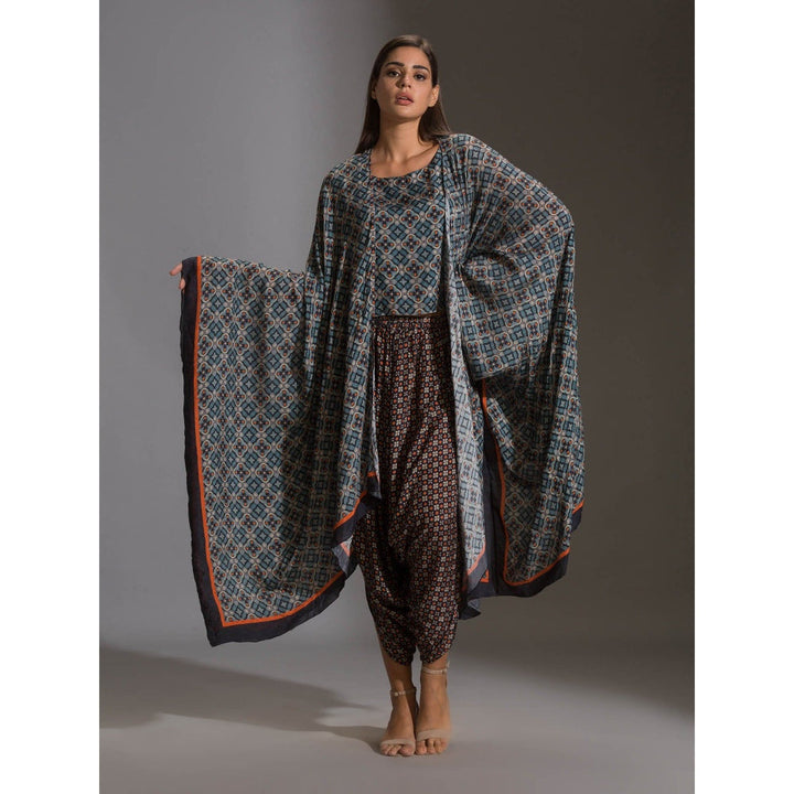 Soup By Sougat Paul Crop Top Paired With Dhoti Pants And Cape (Set of 3)