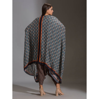 Soup By Sougat Paul Crop Top Paired With Dhoti Pants And Cape (Set of 3)