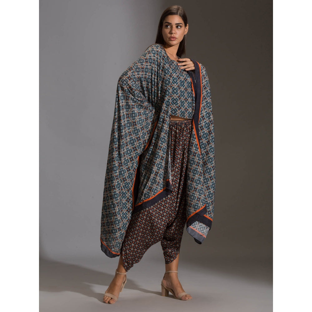 Soup By Sougat Paul Crop Top Paired With Dhoti Pants And Cape (Set of 3)