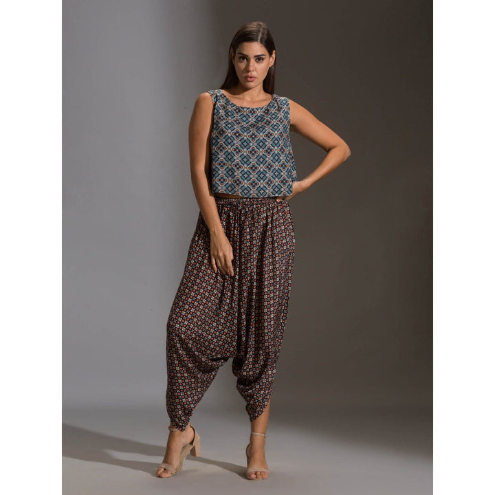 Soup By Sougat Paul Crop Top Paired With Dhoti Pants And Cape (Set of 3)