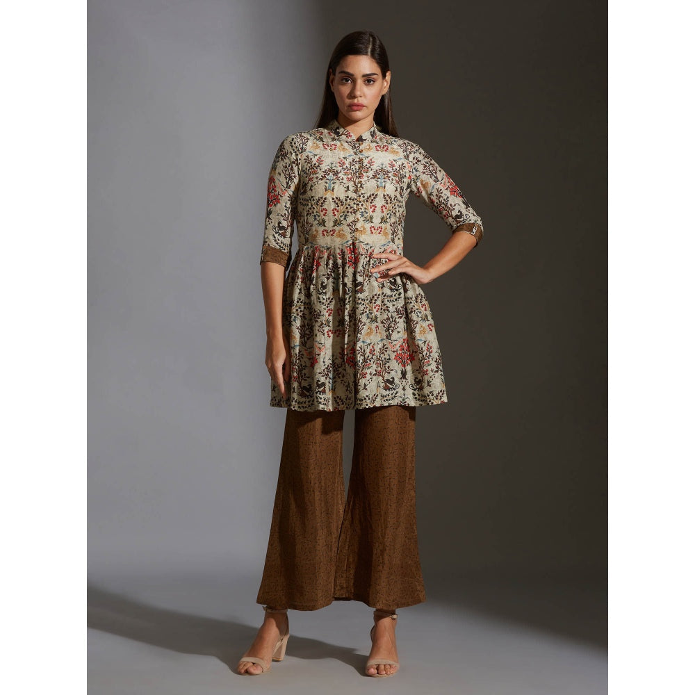 Soup By Sougat Paul Peplum Printed Top Paired With Printed Pants (Set of 2)