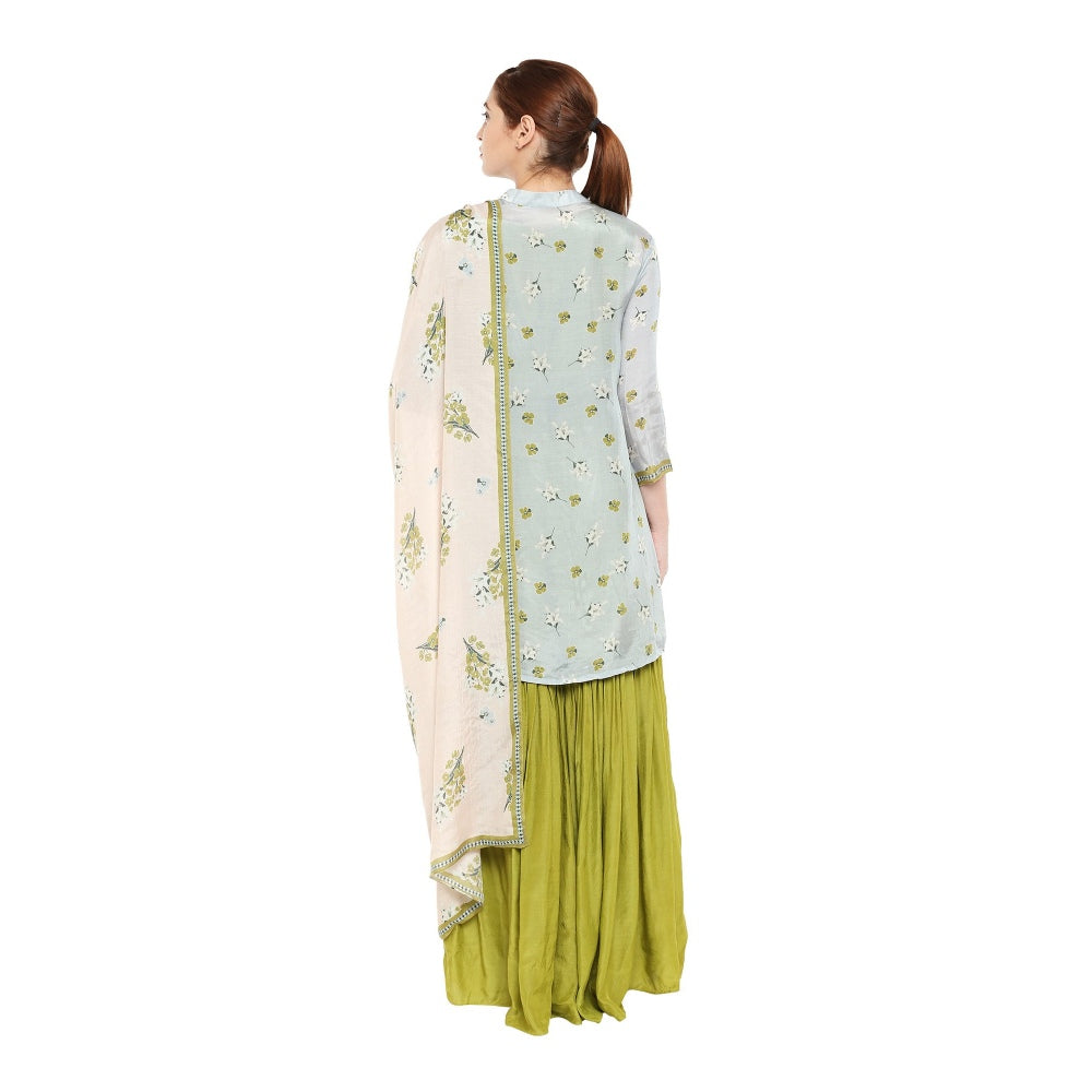 Soup by Sougat Paul Solid Sharara Style Jumpsuit & Jacket With Dupatta-Customisable (Set of 3)