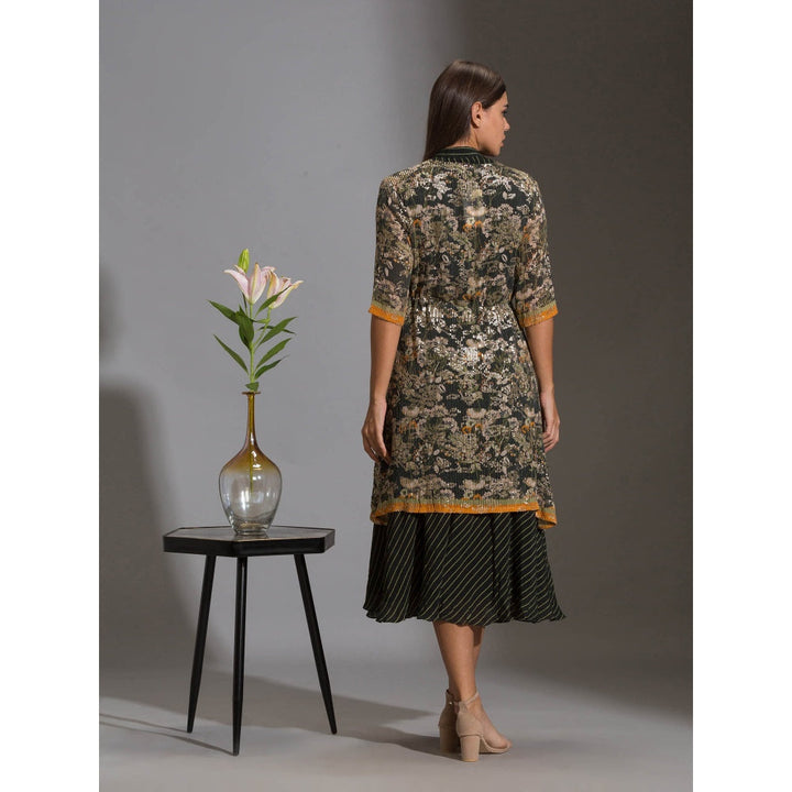 Soup By Sougat Paul Printed A Line Dress Paired With Sequence Jacket (Set of 2)