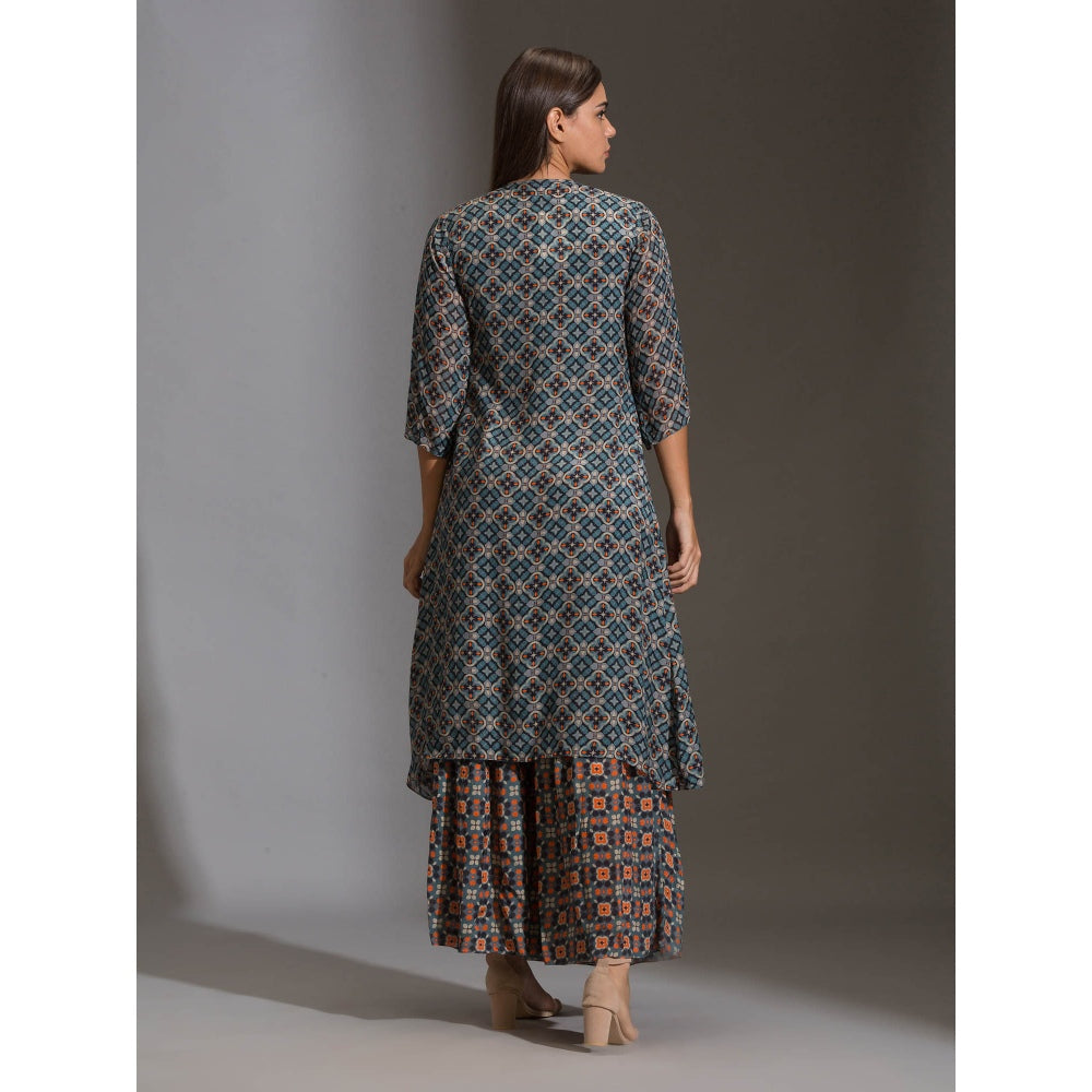 Soup By Sougat Paul Crop Top With Tassel Detail Paird With Sharara And Jacket (Set of 3)