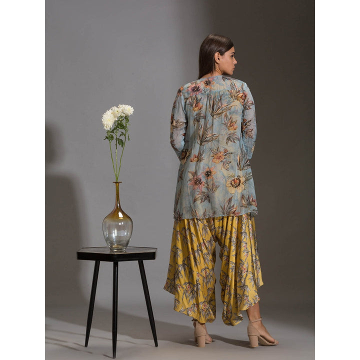 Soup By Sougat Paul Printed Dhoti Jumpsuit Paired With Asymmetrical Jacket (Set of 2)
