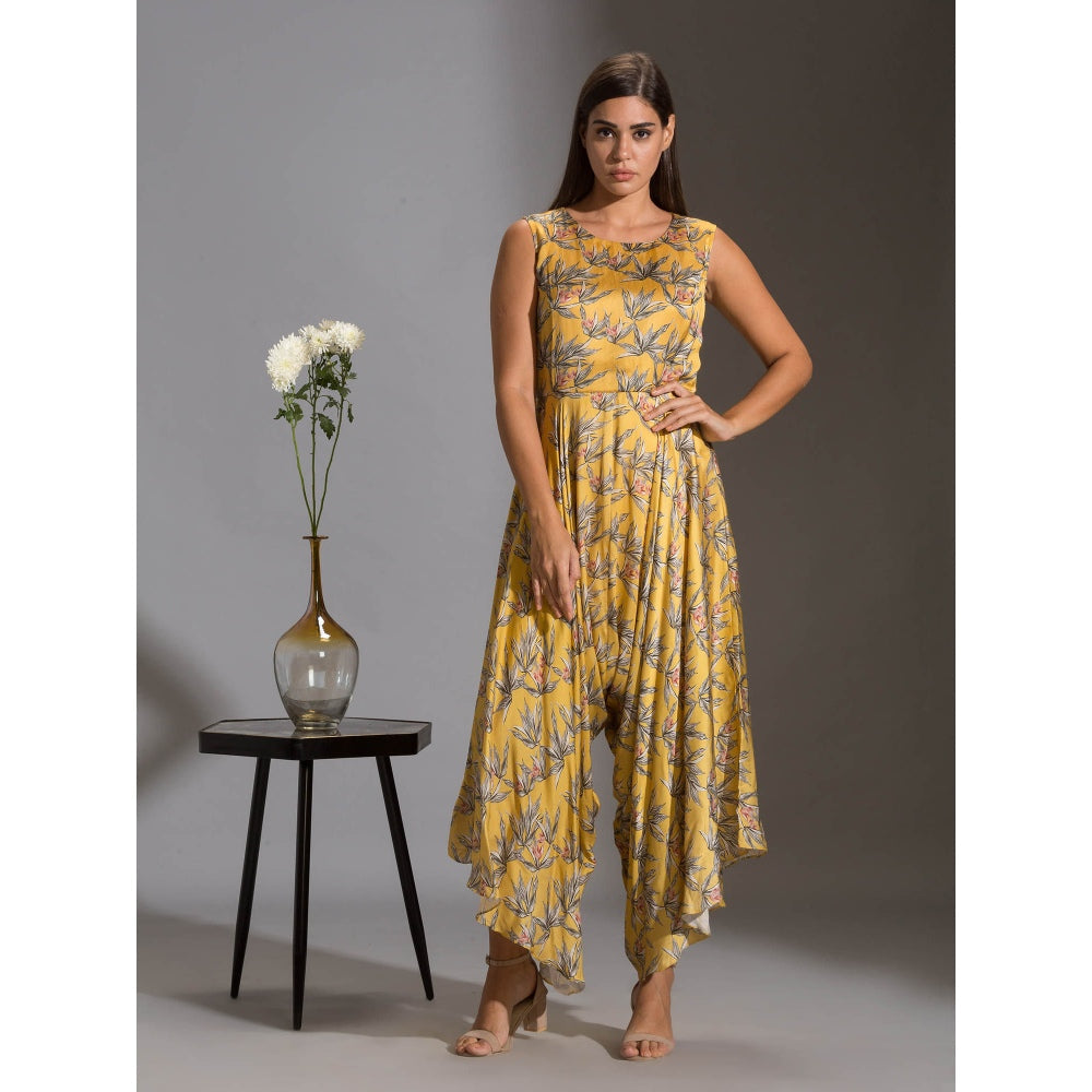 Soup By Sougat Paul Printed Dhoti Jumpsuit Paired With Asymmetrical Jacket (Set of 2)