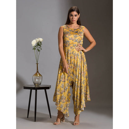 Soup By Sougat Paul Printed Dhoti Jumpsuit Paired With Asymmetrical Jacket (Set of 2)