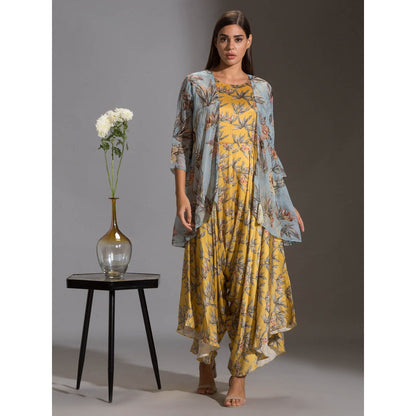 Soup By Sougat Paul Printed Dhoti Jumpsuit Paired With Asymmetrical Jacket (Set of 2)