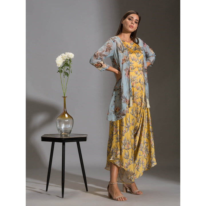 Soup By Sougat Paul Printed Dhoti Jumpsuit Paired With Asymmetrical Jacket (Set of 2)