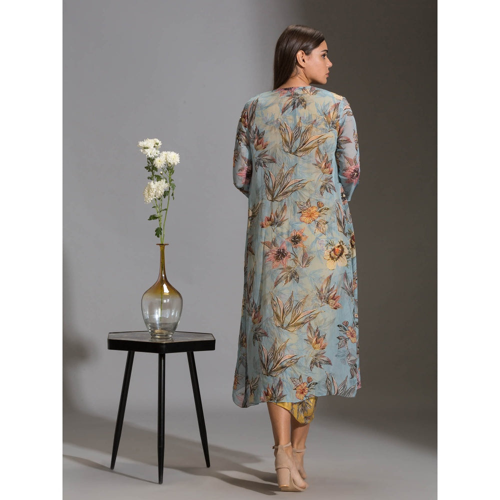 Soup By Sougat Paul Drape Dress With Side Cuts Paired With Jacket And Tassel Detail (Set of 2)