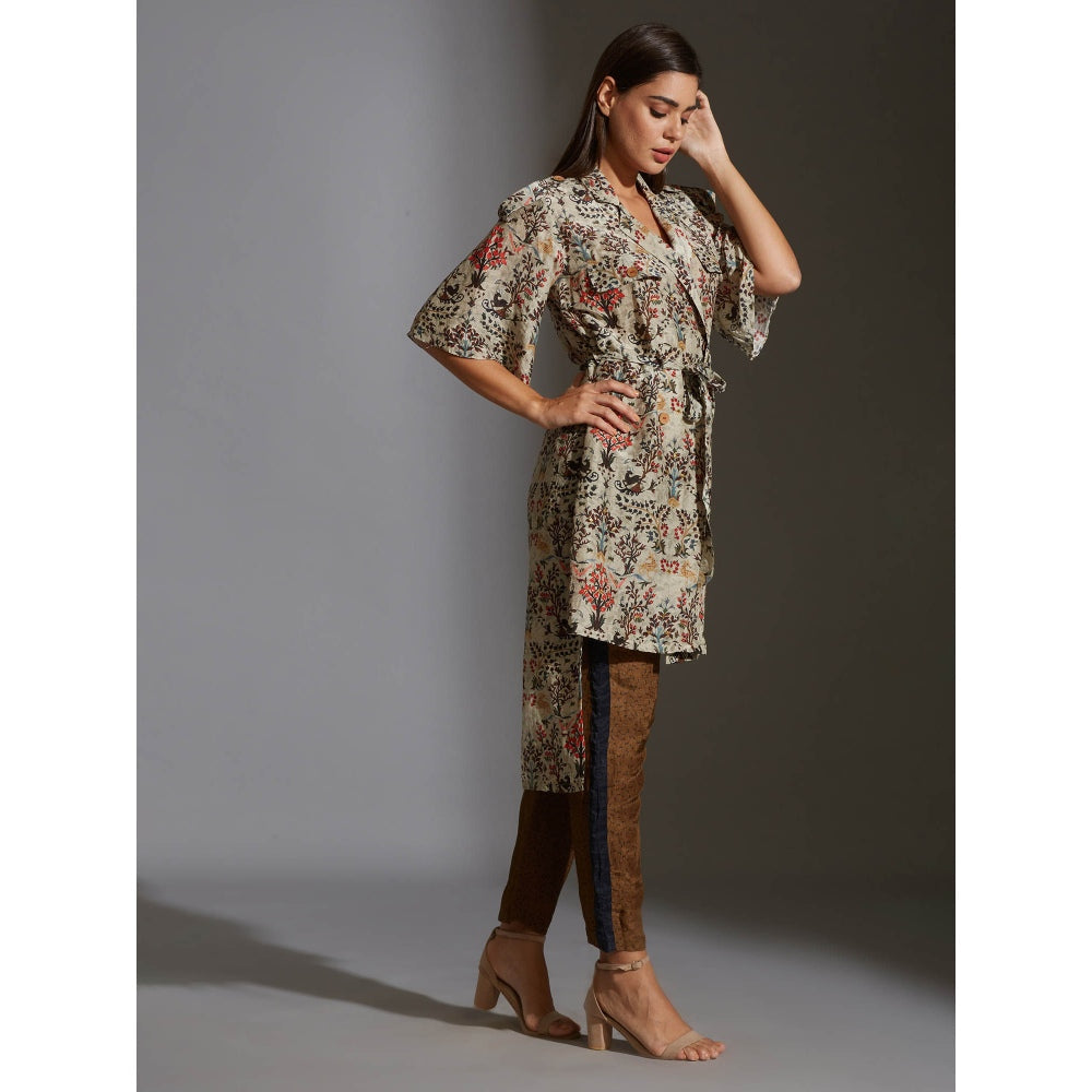 Soup By Sougat Paul Overlap Printed Jacket With Bell Sleeves With Printed Trousers (Set of 2)
