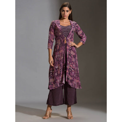 Soup By Sougat Paul Printed Bustier Paired With Printed Pants And Jacket (Set of 3)