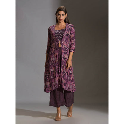 Soup By Sougat Paul Printed Bustier Paired With Printed Pants And Jacket (Set of 3)