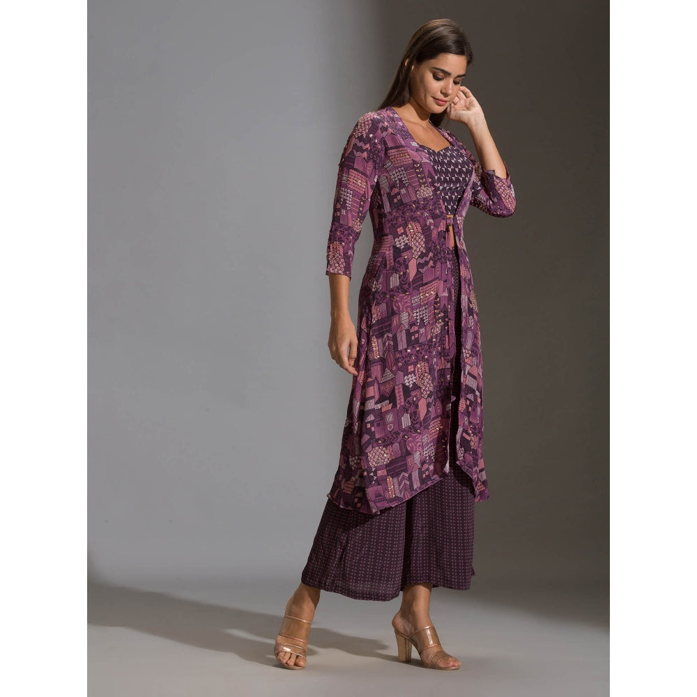 Soup By Sougat Paul Printed Bustier Paired With Printed Pants And Jacket (Set of 3)