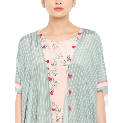 Soup by Sougat Paul Floral Sharara Style Jumpsuit And Printed Cape Jacket