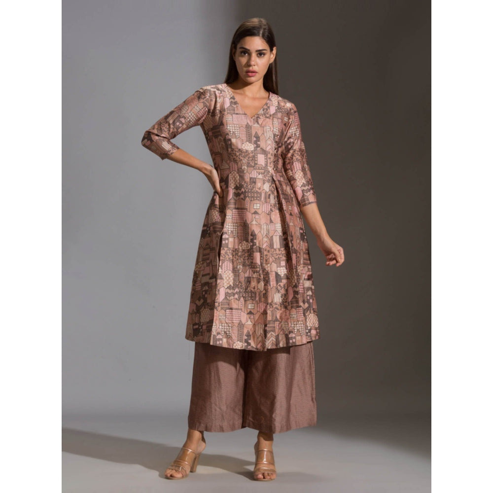 Soup By Sougat Paul Printed Overlap Panel Kurta Paired With Printed Plazzo Pants (Set of 2)