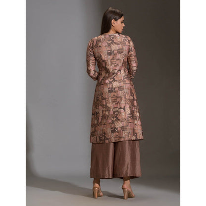 Soup By Sougat Paul Printed Overlap Panel Kurta Paired With Printed Plazzo Pants (Set of 2)