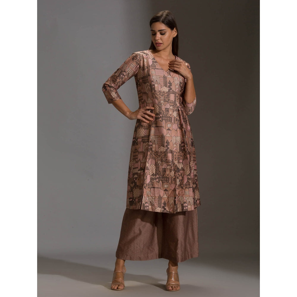 Soup By Sougat Paul Printed Overlap Panel Kurta Paired With Printed Plazzo Pants (Set of 2)