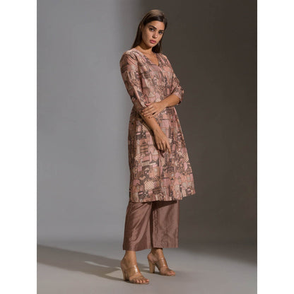 Soup By Sougat Paul Printed Overlap Panel Kurta Paired With Printed Plazzo Pants (Set of 2)
