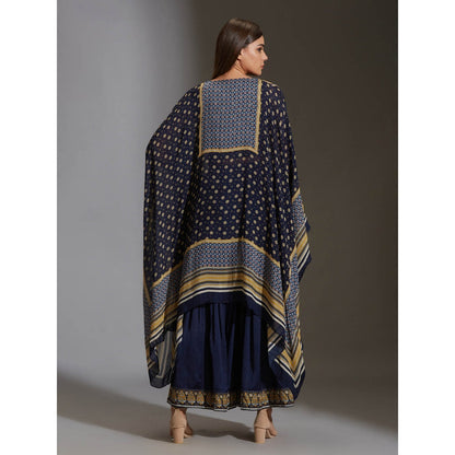 Soup By Sougat Paul Sharara With Crop Top Which Has Tassel Details With Kaftan Cape (Set of 3)