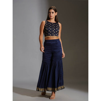 Soup By Sougat Paul Sharara With Crop Top Which Has Tassel Details With Kaftan Cape (Set of 3)