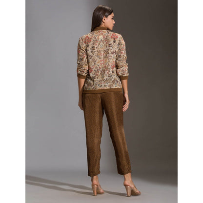 Soup By Sougat Paul Sequence Jacket With Zipper Ad Rib Cuff Paired With Straight Pants (Set of 2)