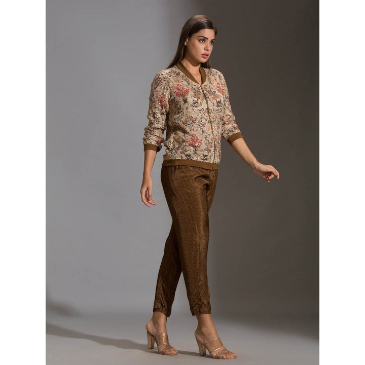 Soup By Sougat Paul Sequence Jacket With Zipper Ad Rib Cuff Paired With Straight Pants (Set of 2)