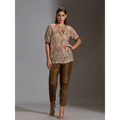 Soup By Sougat Paul Prired One Shoulder Top Paired With Printed Pants (Set of 2)