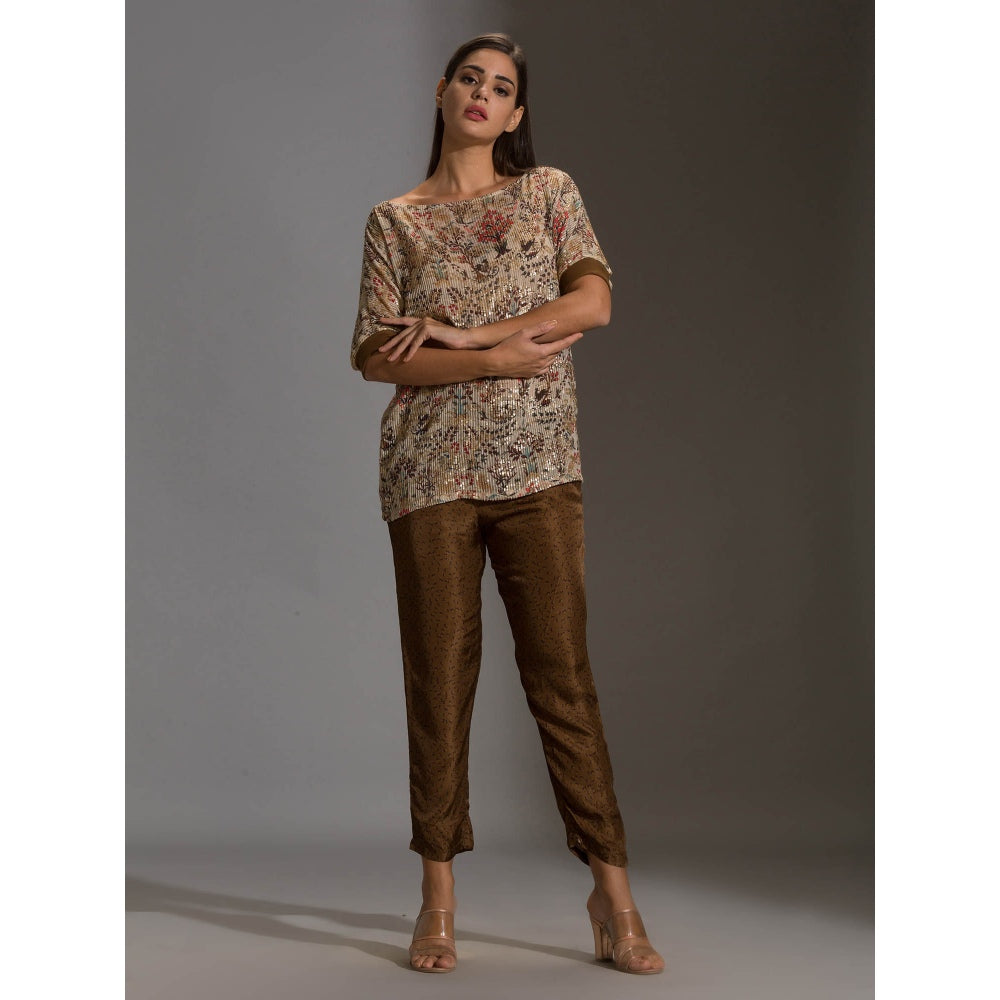 Soup By Sougat Paul Prired One Shoulder Top Paired With Printed Pants (Set of 2)