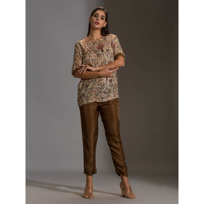 Soup By Sougat Paul Prired One Shoulder Top Paired With Printed Pants (Set of 2)